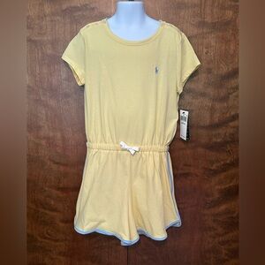 Ralph Lauren Short Sleeve Cotton Jersey Romper Big Girls M 8/10 Yellow & Blue